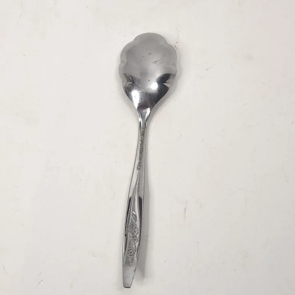 Vintage Superior Stainless USA RADIANT ROSE Sugar Shell Spoon Flatware...